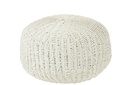 Pouf Round Woven Plastic White