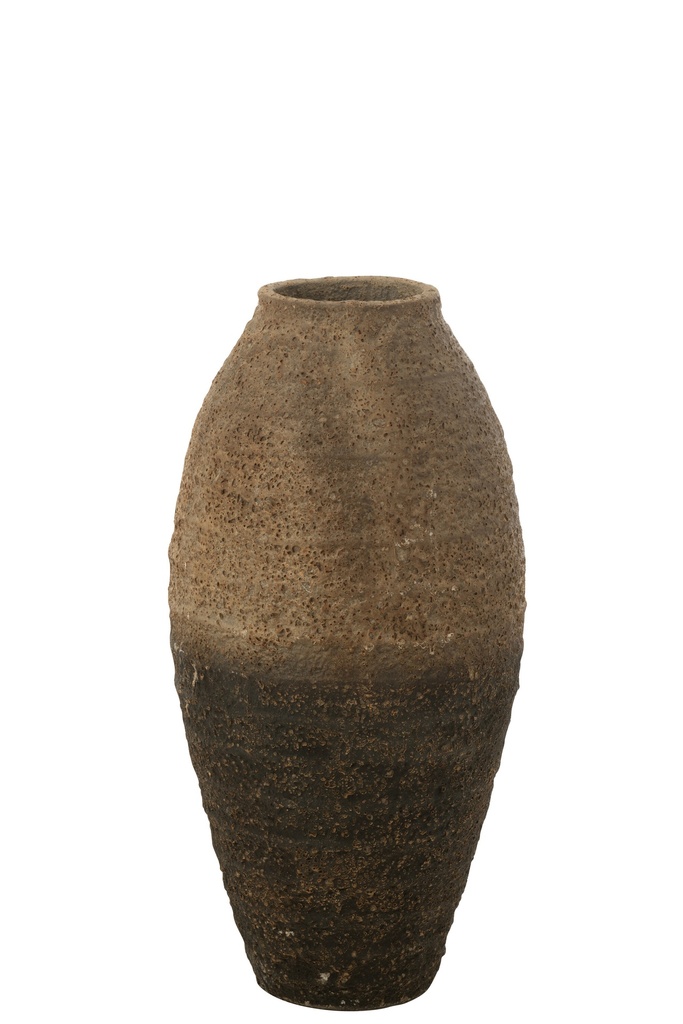 Vase antique en ciment marron/noir petit