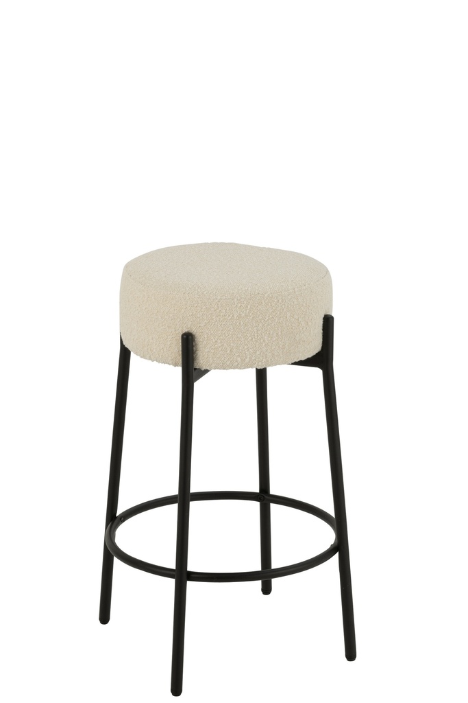 Tabouret de bar Boucle Contreplaqué/Polyester Blanc/Noir