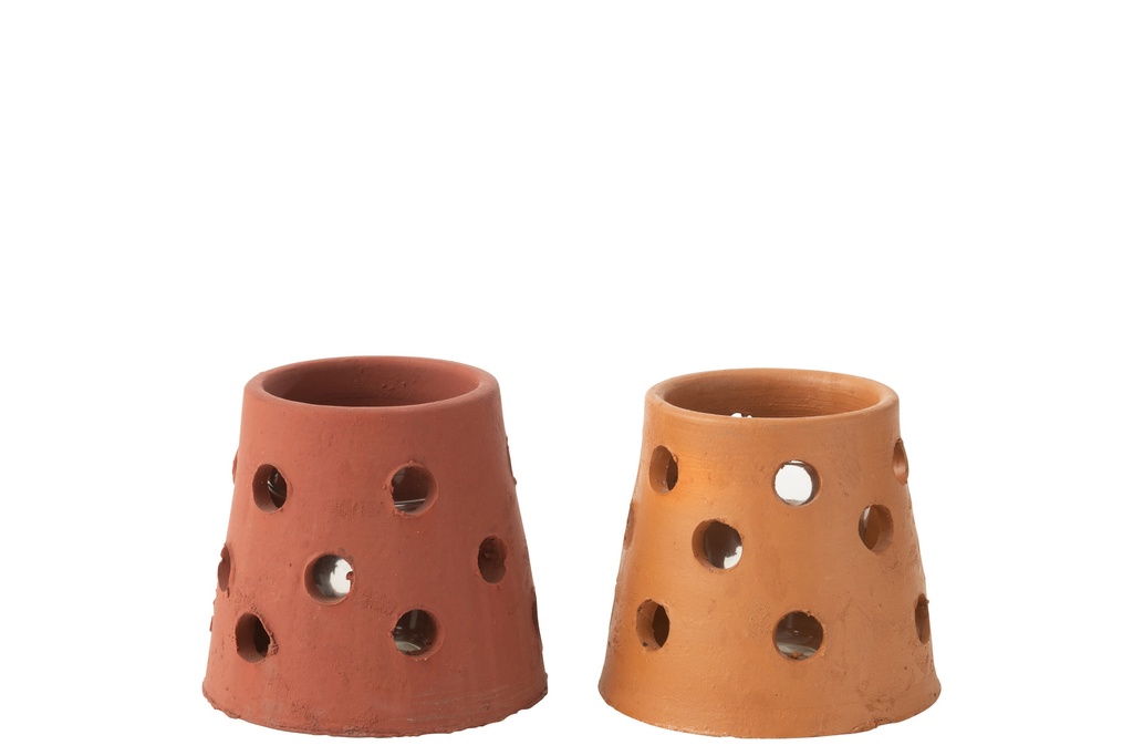 T-Light Holder Gaia Narrow Clay/Glass