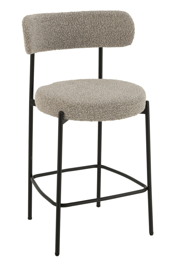 Chaise de bar Boucle Contreplaqué/Polyester Gris/Noir
