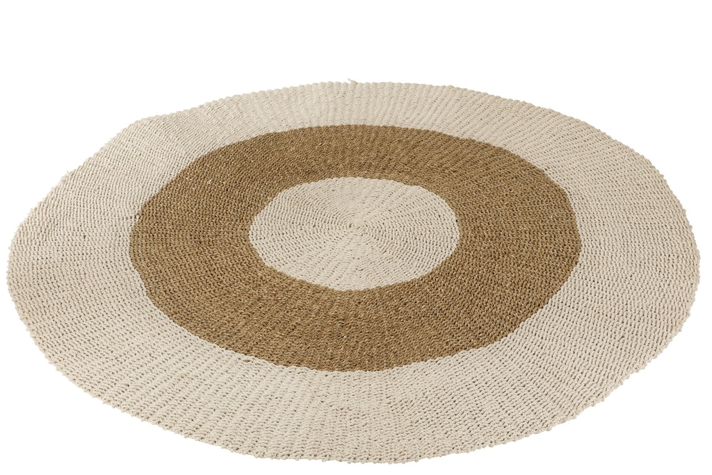 Tapis rond en jonc de mer blanc/naturel grand format