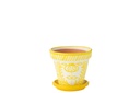 Flowerpot+Plate Granada Handmade/Handpainted Ceramic Yellow/White
