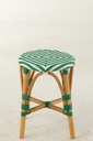 Tabouret en rotin vert foncé/blanc petit