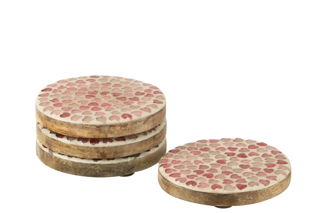 Lot de 4 sous-verres en mosaïque en forme de cœur