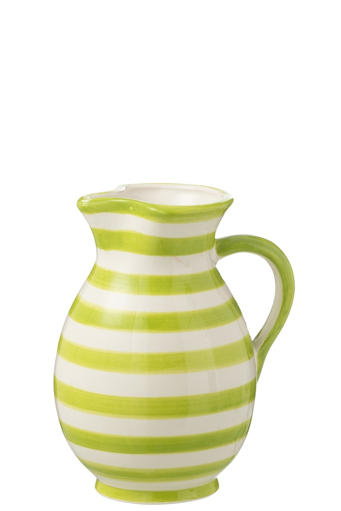 Pitcher Granada Stripes Ceramic White/Green