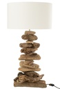 Lampe + abat-jour bois flotté naturel/blanc petit
