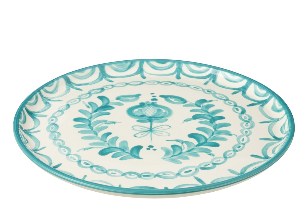 Plate Granada Ceramic White/Aqua