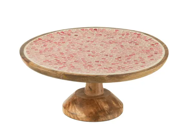 Présentoir à gâteaux en forme de cœur en mosaïque de mangue