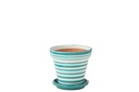 Flowerpot+Plate Granada Stripes Handmade/Handpainted Ceramic