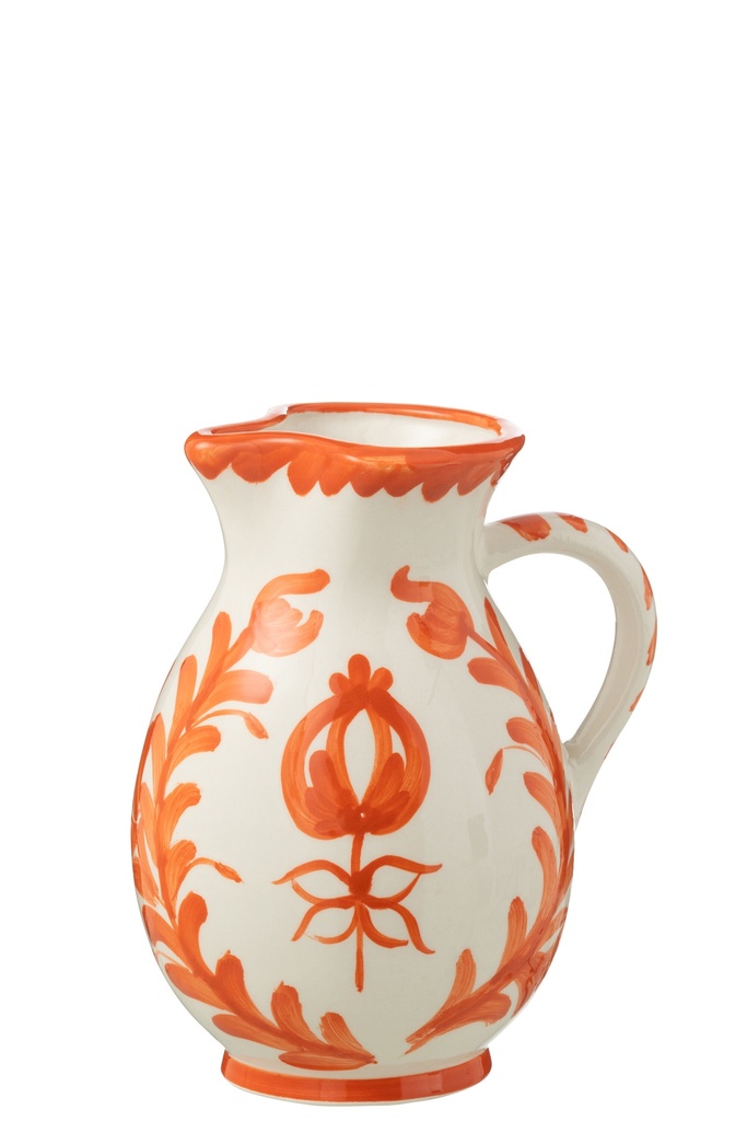 Pitcher Granada Ceramic White/Orange Medium