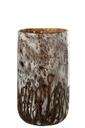 Vase/Bougeoir Petra Verre Marron/Blanc Petit