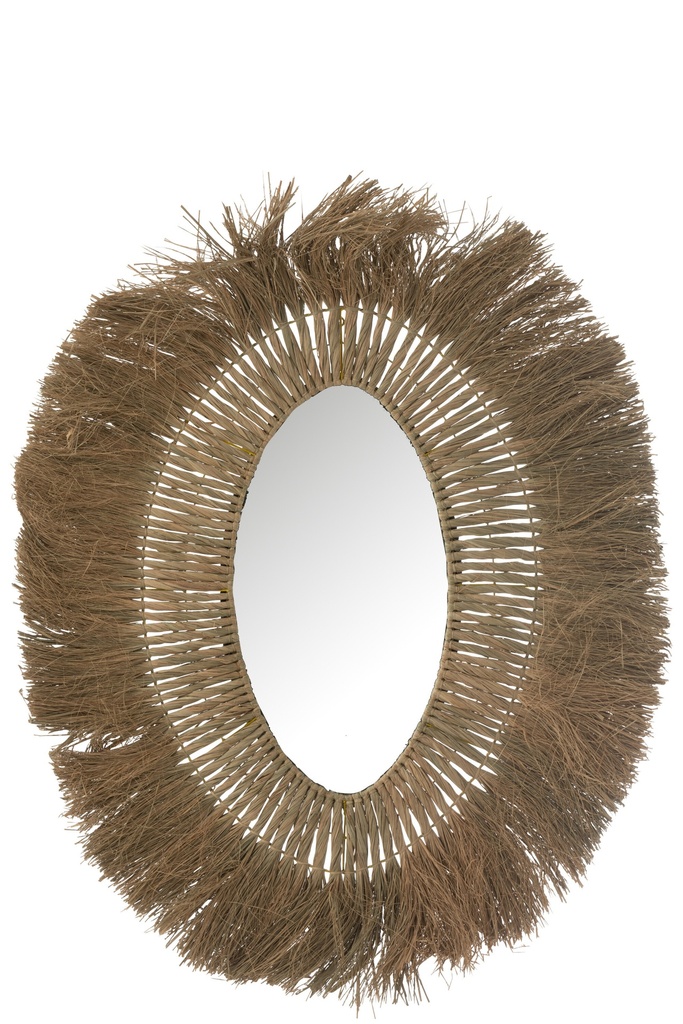 Miroir Ovale Tressé Herbe Naturelle