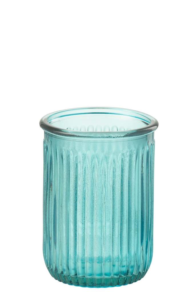 Vase Stripe Glass Aqua