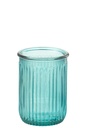 Vase Stripe Glass Aqua