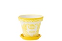 Flowerpot+Plate Granada Handmade/Handpainted Ceramic Yellow/White