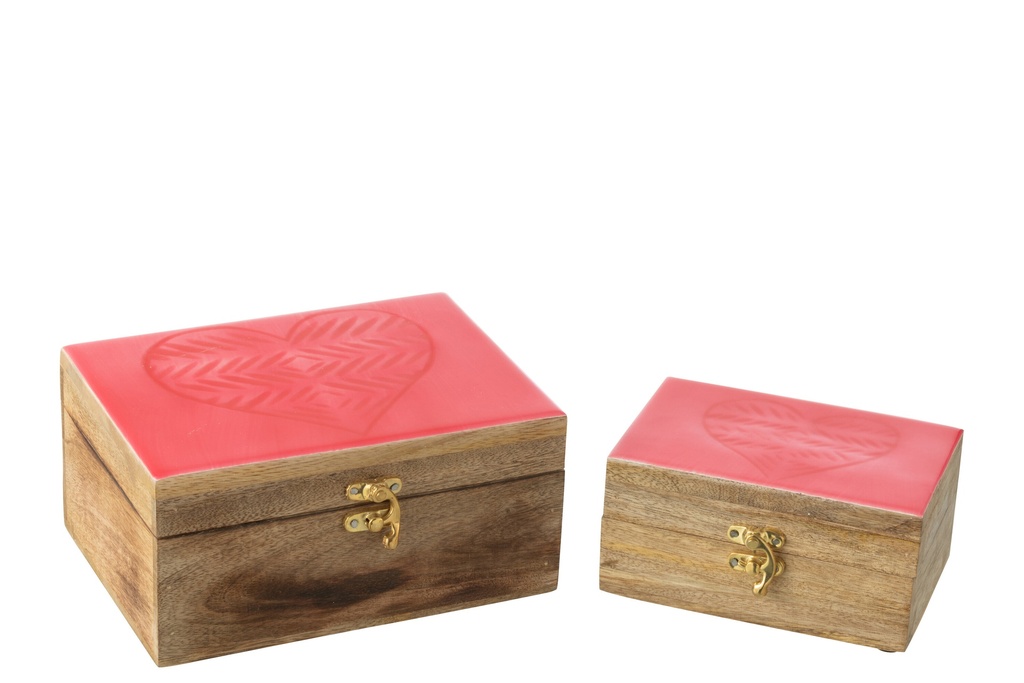 Set Of 2 Boxes Heart Mango