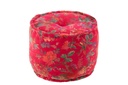 Pouf Rond Oiseaux/Fleurs Velours de Coton