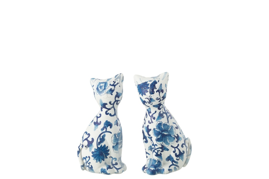 Cat Patterns Polyresin Blue/White Small