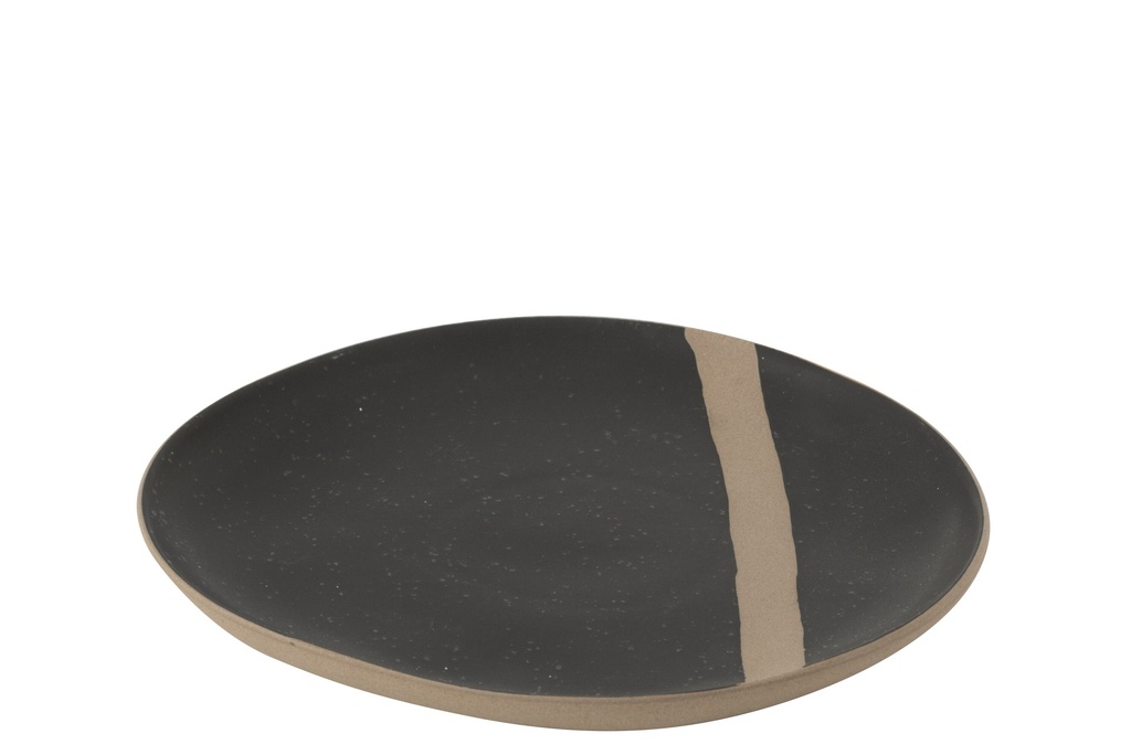Assiette Céramique Noir/Taupe Petite