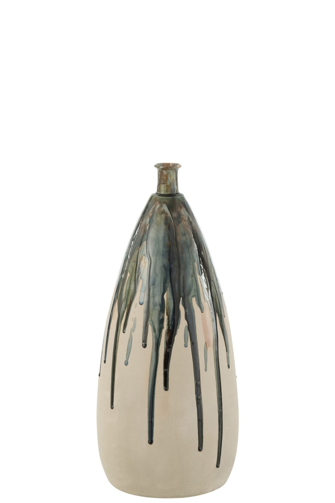 Vase Paint Ceramic Natural/Green Small