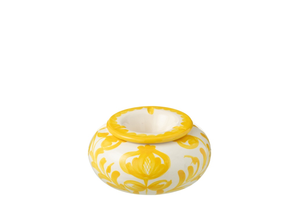 Ashtray Granada Ceramic White/Yellow Large