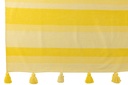 Plaid Rayures + Pompons Coton Jaune