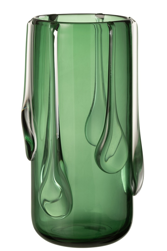 Vase en verre goutte à goutte vert grand format