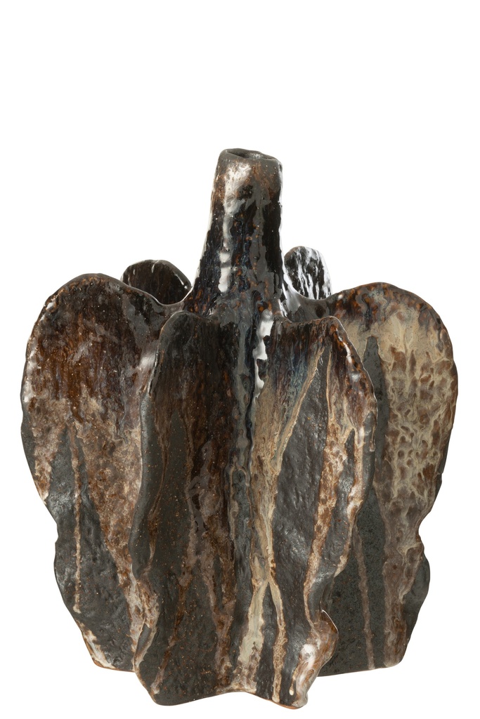 Vase Naga en céramique marron/noir grand format
