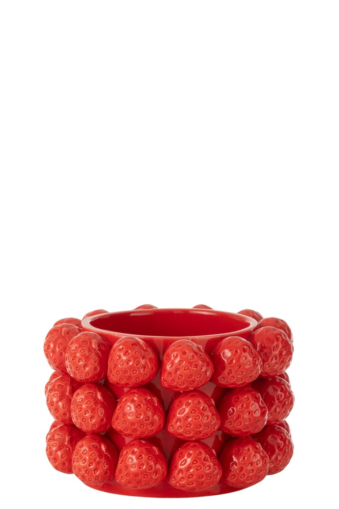 Pot de fleurs Fraises Céramique Rouge Moyen
