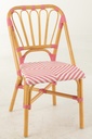 Chaise de salle à manger en rotin rose/blanc
