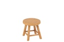 Tabouret rond en rotin/bois de sapin naturel
