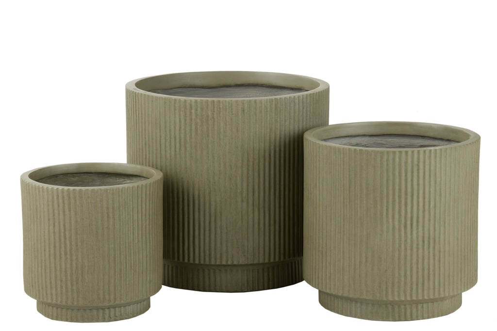 Set Of 3 Flowerpots Misty Clay