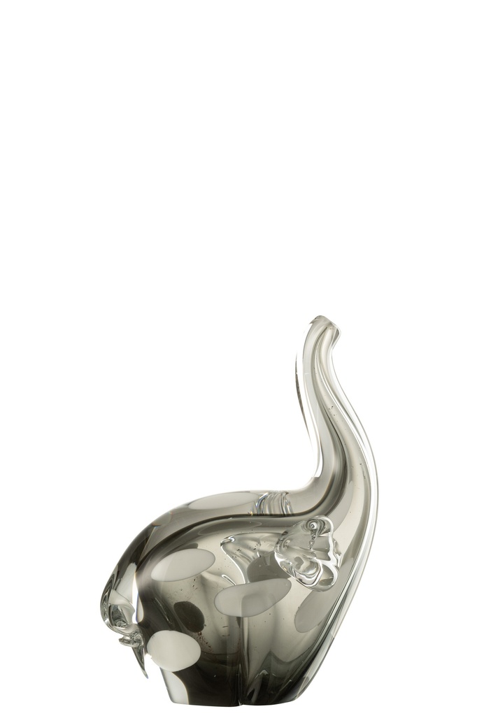 Éléphant en verre transparent/noir petit