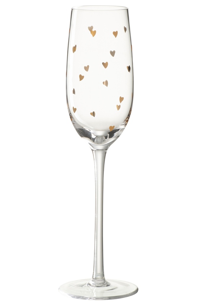 Verre à champagne en forme de cœur Transparent/Doré