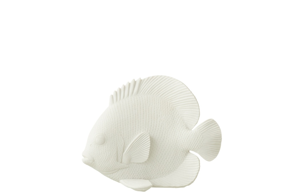 Poisson plat en polyrésine blanc petit