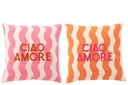 Coussin Ciao Amore Coton Rose/Orange