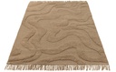 Tapis Tufté Courbes/Franges Laine Beige