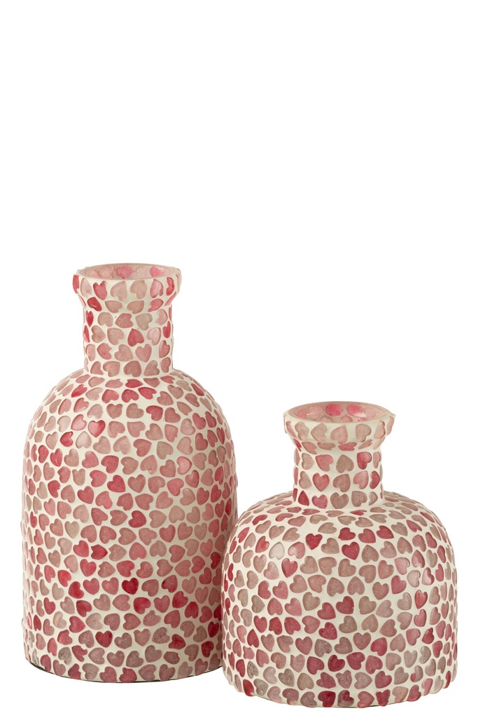 Mosaïque en verre rose en forme de cœur, grande taille