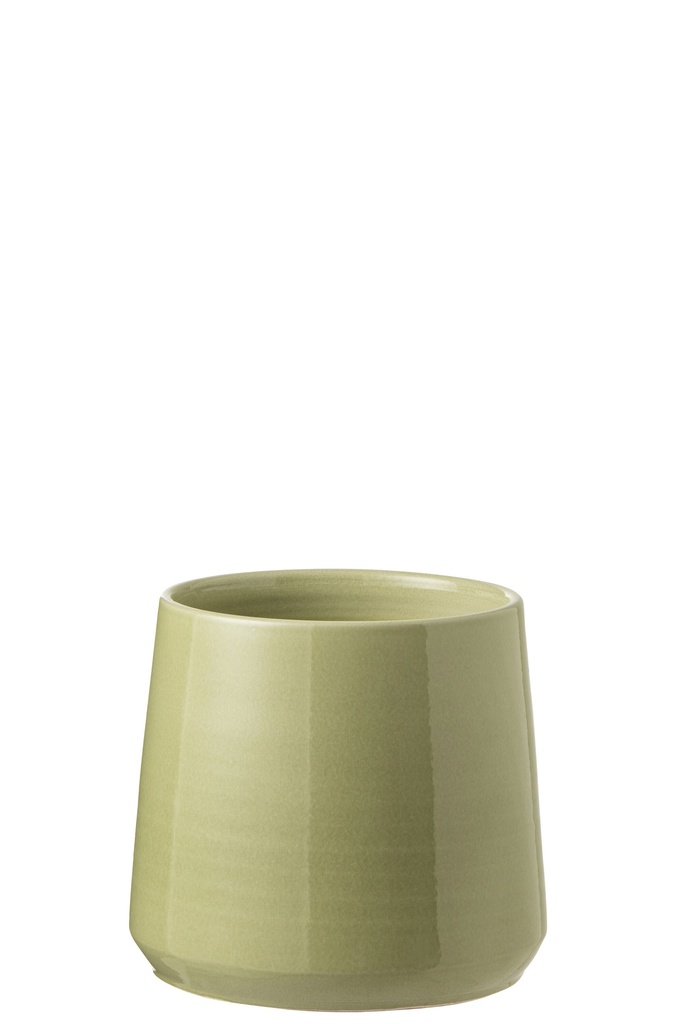 Flowerpot Round Ceramic Green Medium