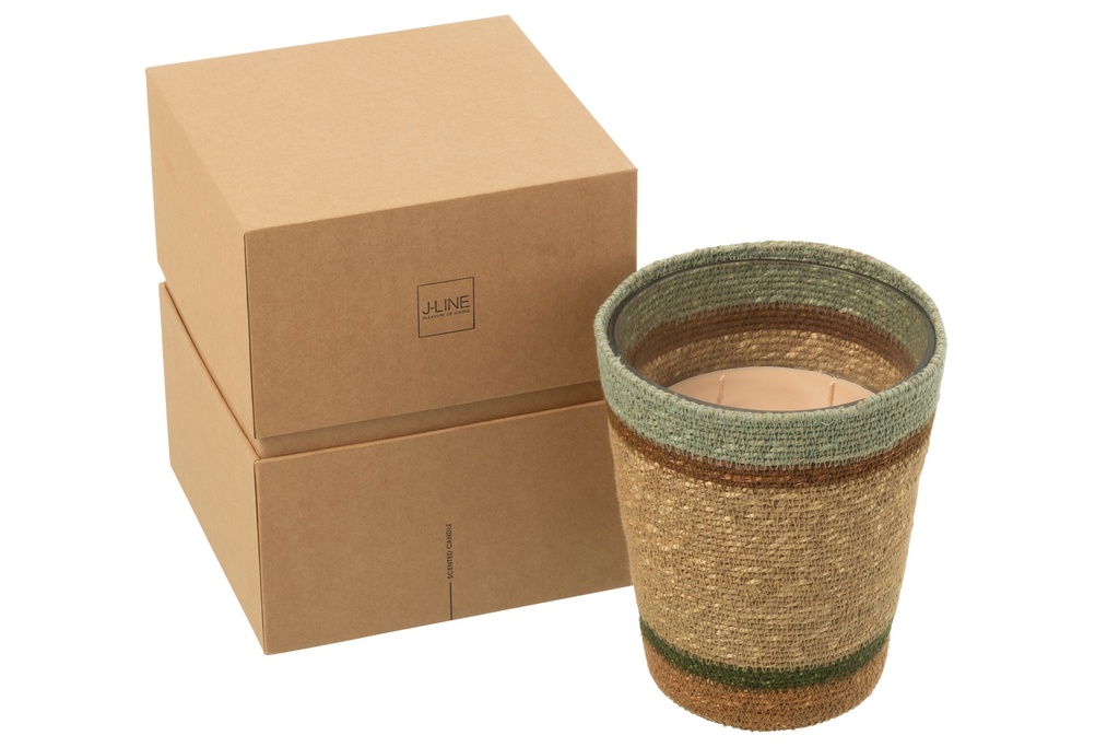 [50528] Scented Candle Basket Wax Beige/Blue