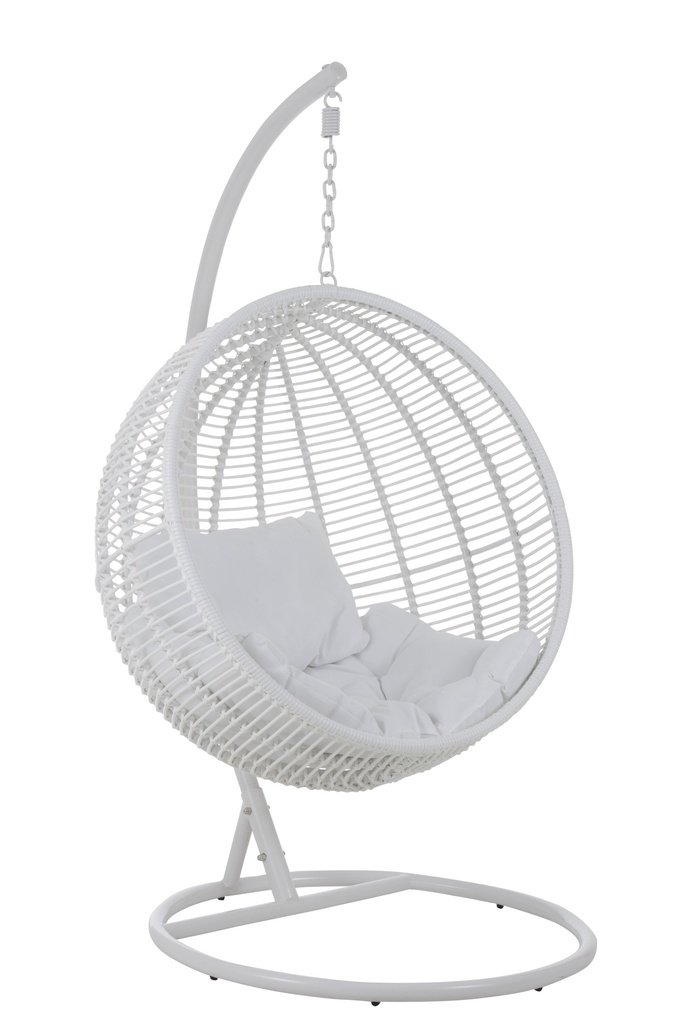 Chaise suspendue ronde en acier blanc