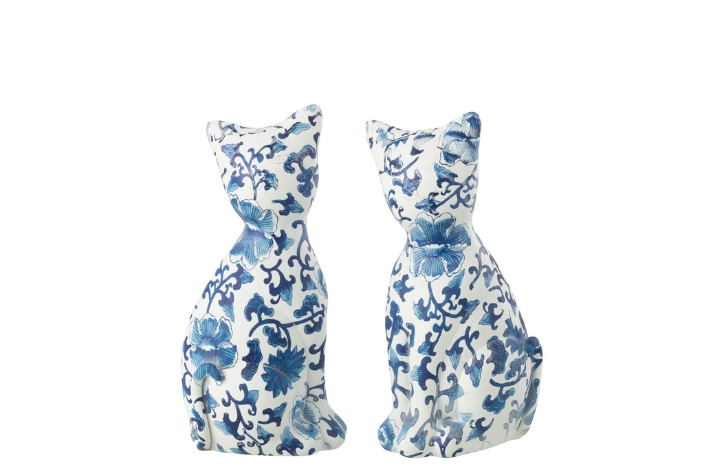 Cat Patterns Polyresin Blue/White Large