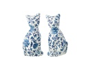 Cat Patterns Polyresin Blue/White Large