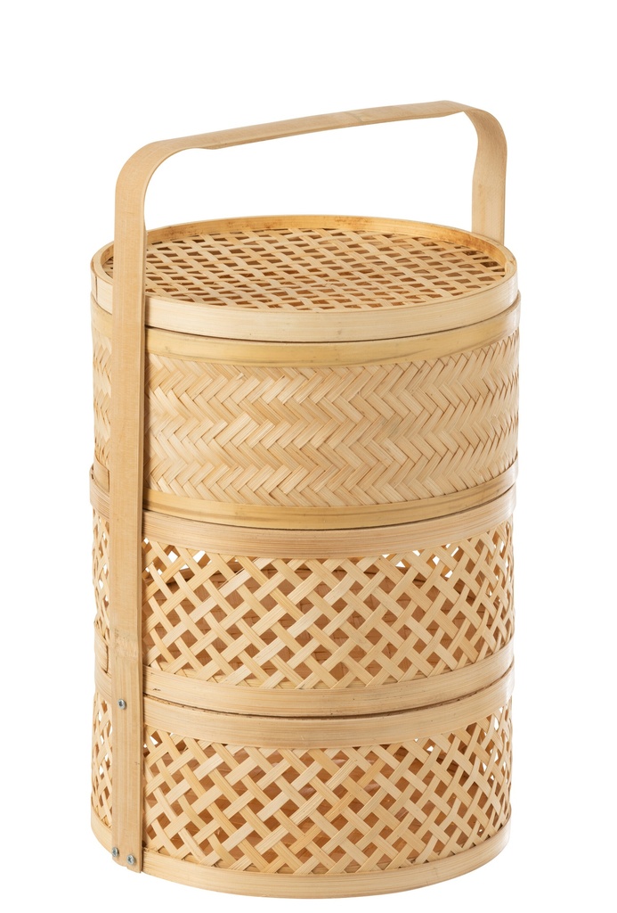 Storage Basket 3Compartments Bamboo Natural