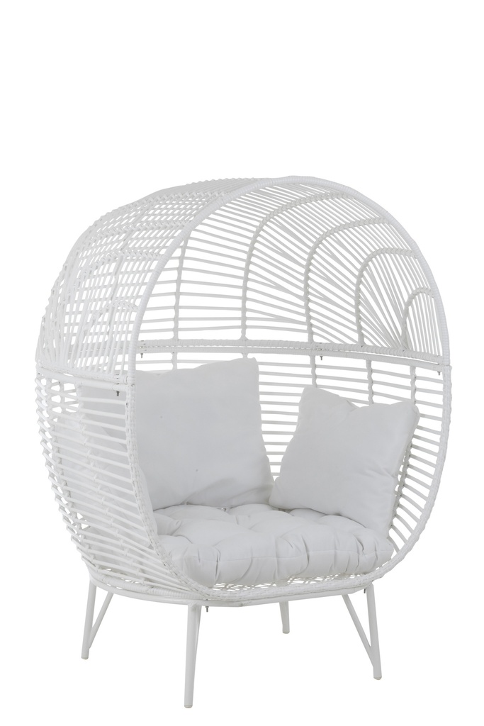 Fauteuil Lounge Ovale Acier Blanc