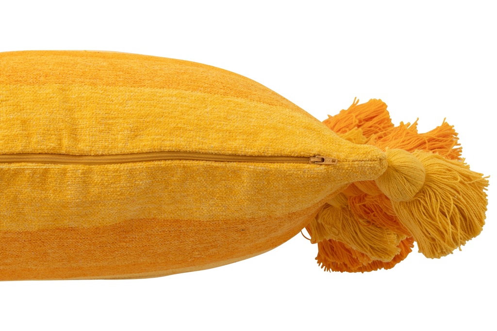 Cushion Stripes+Tassels Cotton Orange