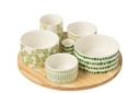 Set Of 6 Appetizer Set+Bamboo Tray