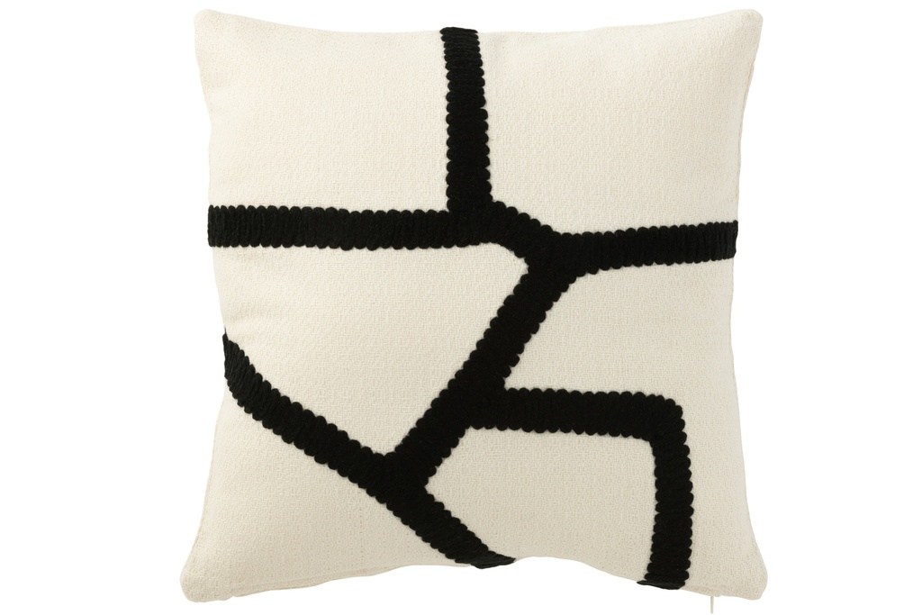 Coussin à rayures textile blanc/noir