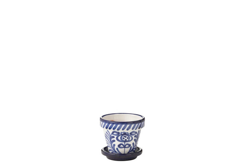 Flowerpot+Plate Granada Handmade/Handpainted Ceramic Cobalto